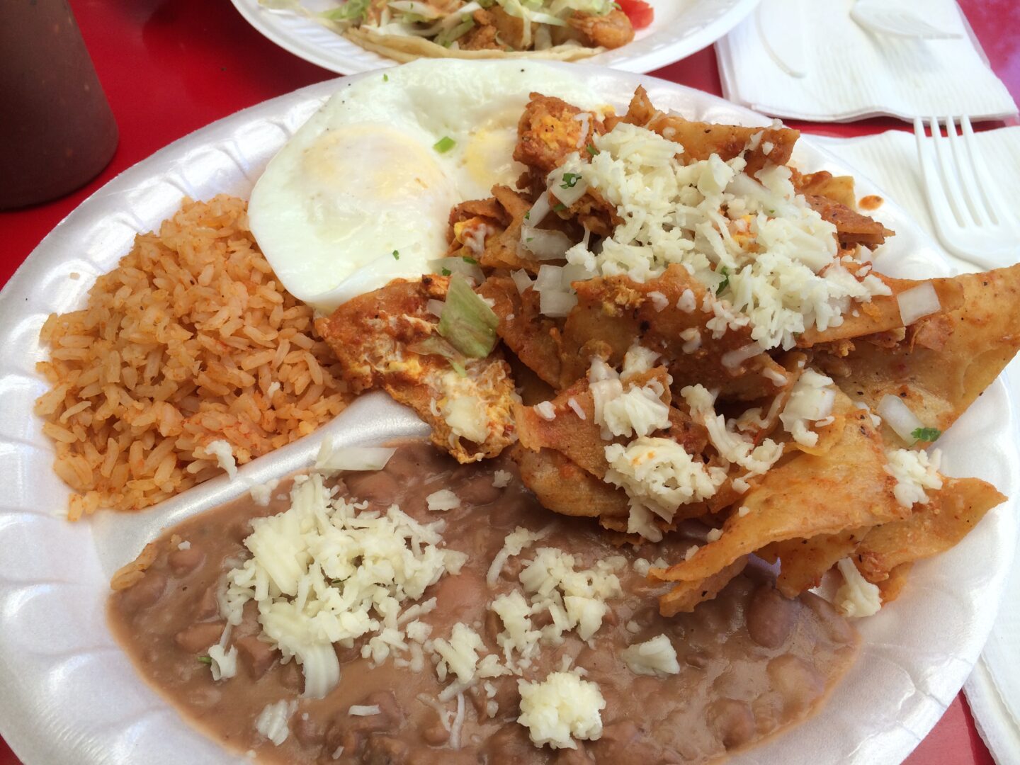 Chilaquiles with eggs from Tacos Delta on W. Sunset Blvd.