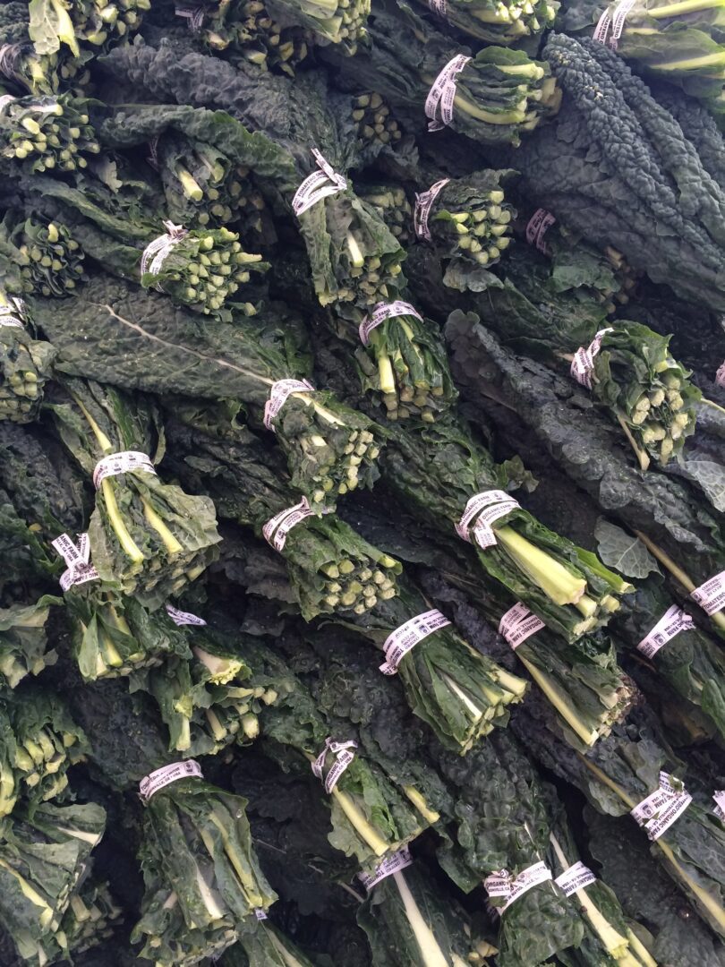 A bunch of kale in a pile.