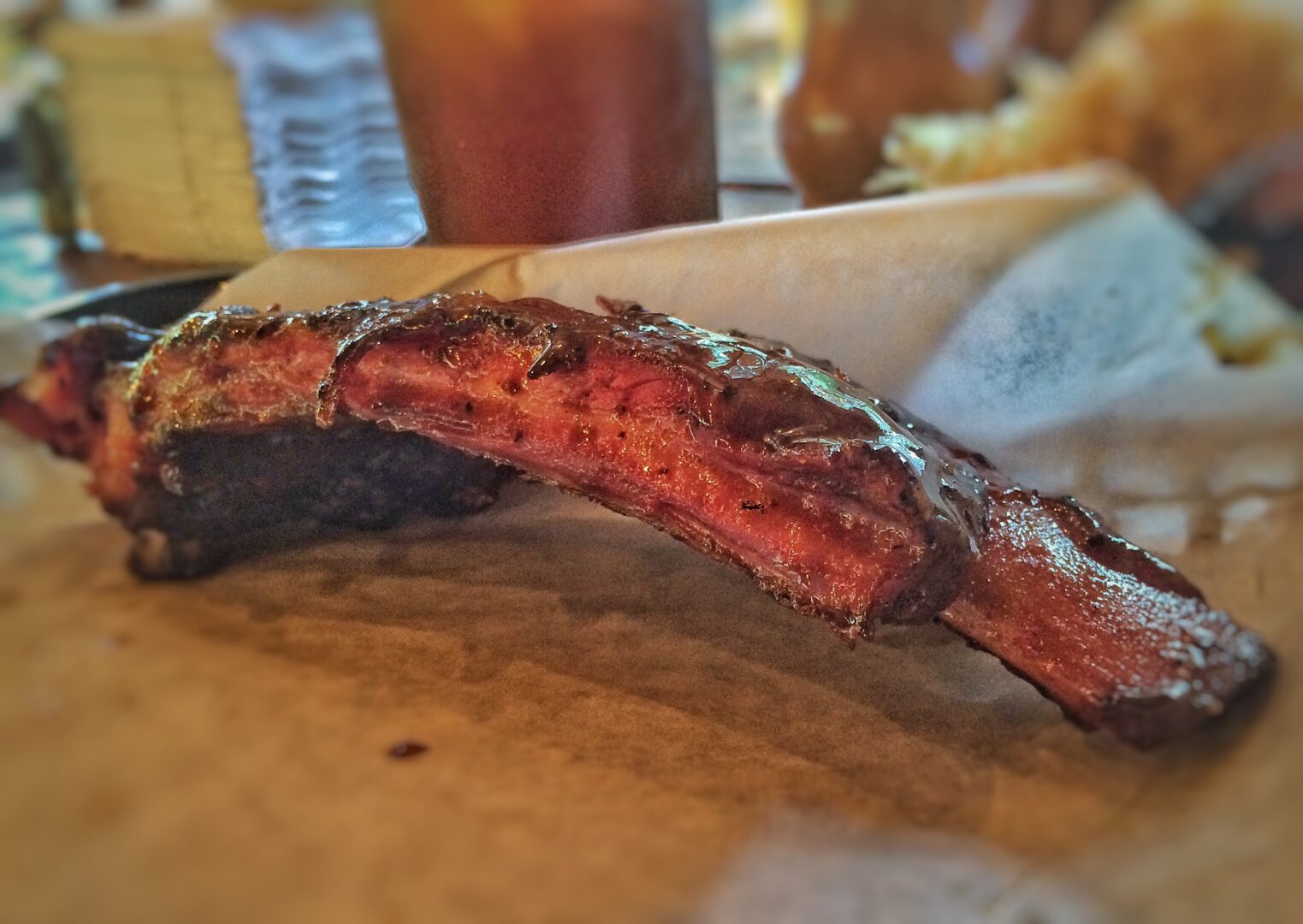 A piece of ribs on a piece of paper.