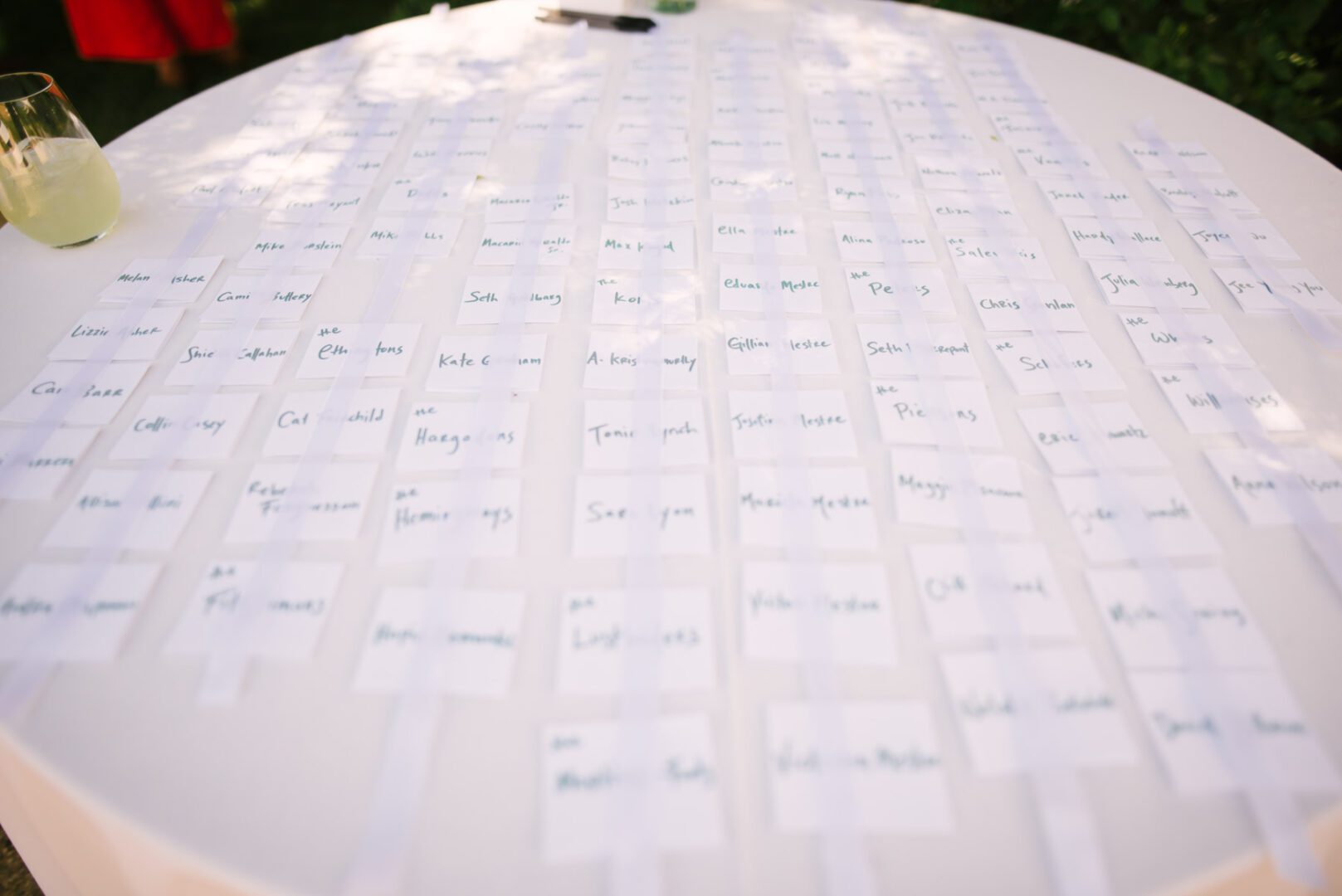 A table with place cards on it.