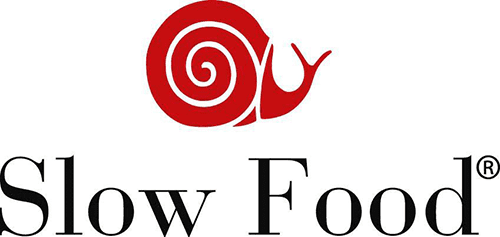 The slow food logo on a white background.