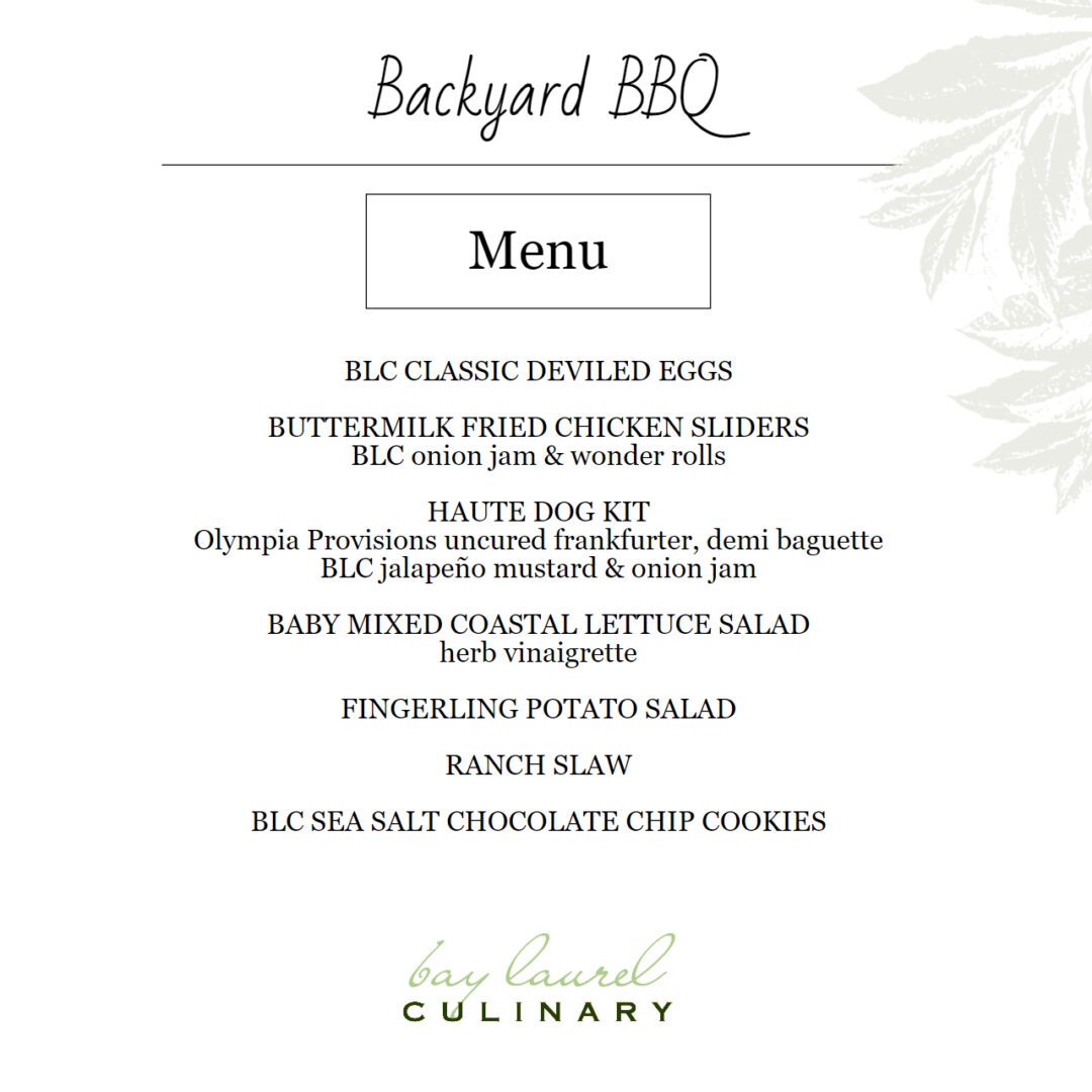 Backyard bbq menu.