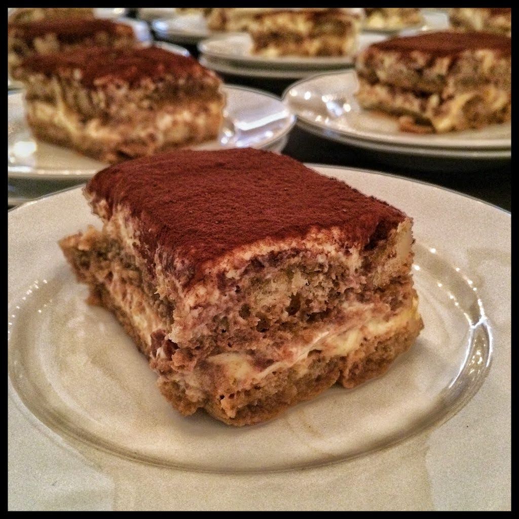 A slice of tiramisu on a plate.